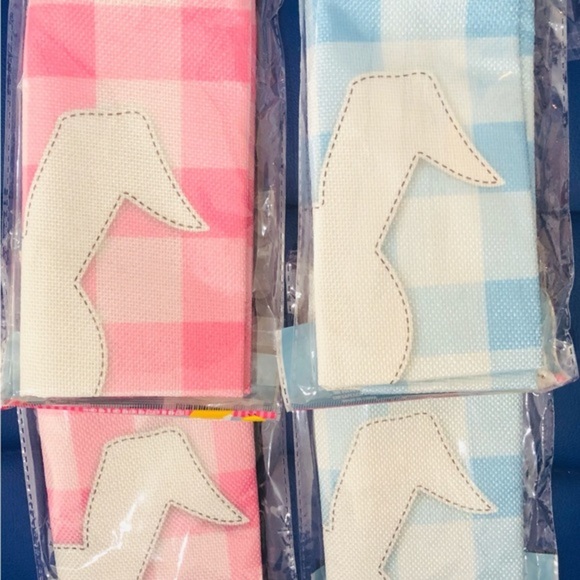4pack pink & blue checkerboard print Easter bunny spring decor pillowcases new - Picture 3 of 7